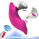 Calcinha Vibratória com Controle Remoto a Distância, Sugador e Vibrador de Clitóris - Rose - Promo